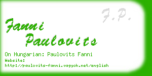 fanni paulovits business card